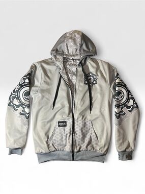 Nomad Gray & Black Mandala Hooded Jacket